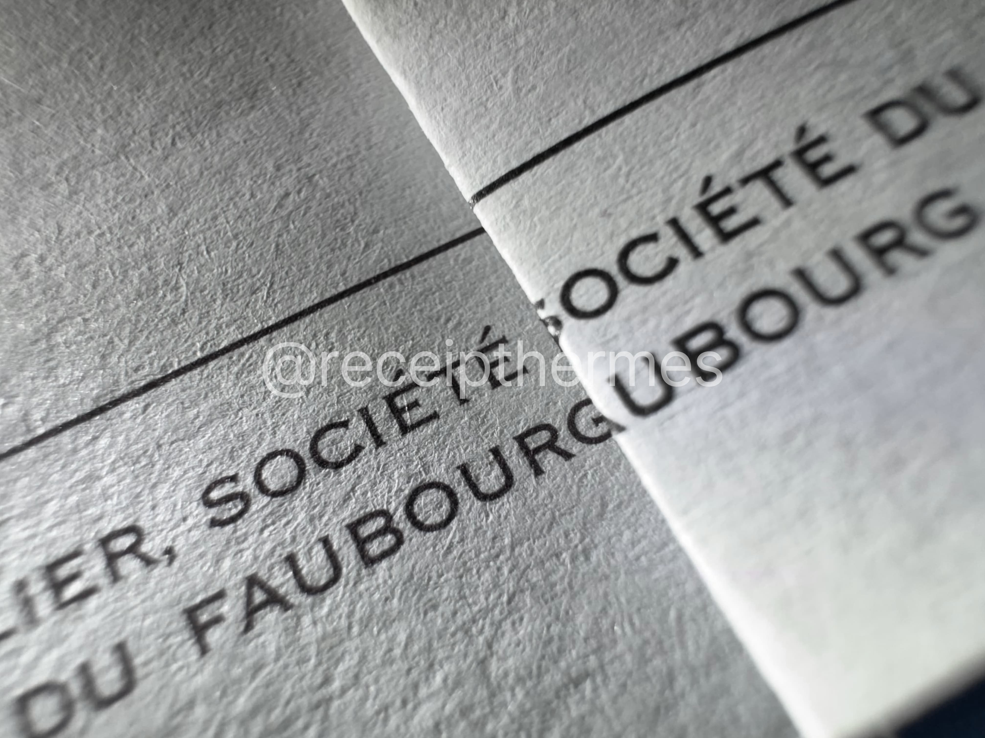 Side-by-side comparison of Premium (left) vs Standard (right) Hermes receipt text — font weight crispness and letter spacing differences under macro zoom
